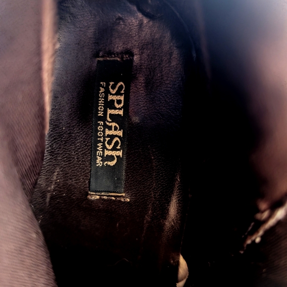 "Splash" Brown Embellished & Embroidered Floral Heeled Boots - Picture 12 of 12